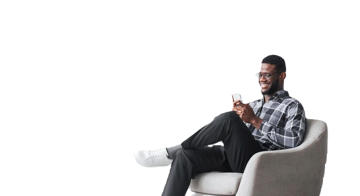 happy-young-black-guy-sitting-chair-using-smartphone_116547-69783